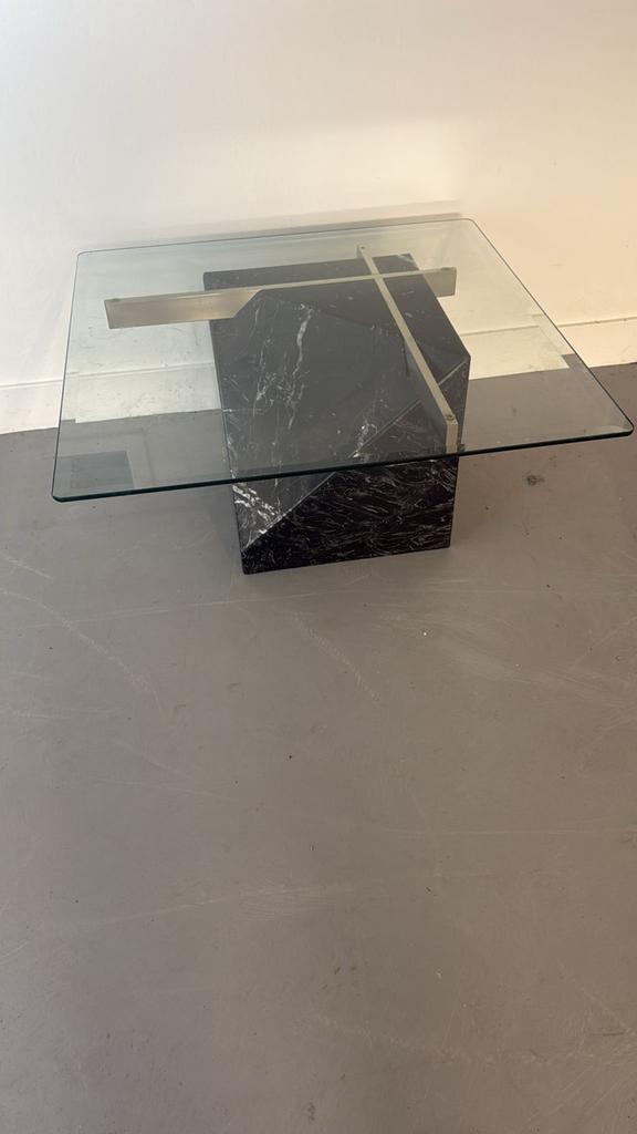 Salontafel marmer glas Artedi stijl Hollywood Regency, Ophalen, ., Zo goed als nieuw, .