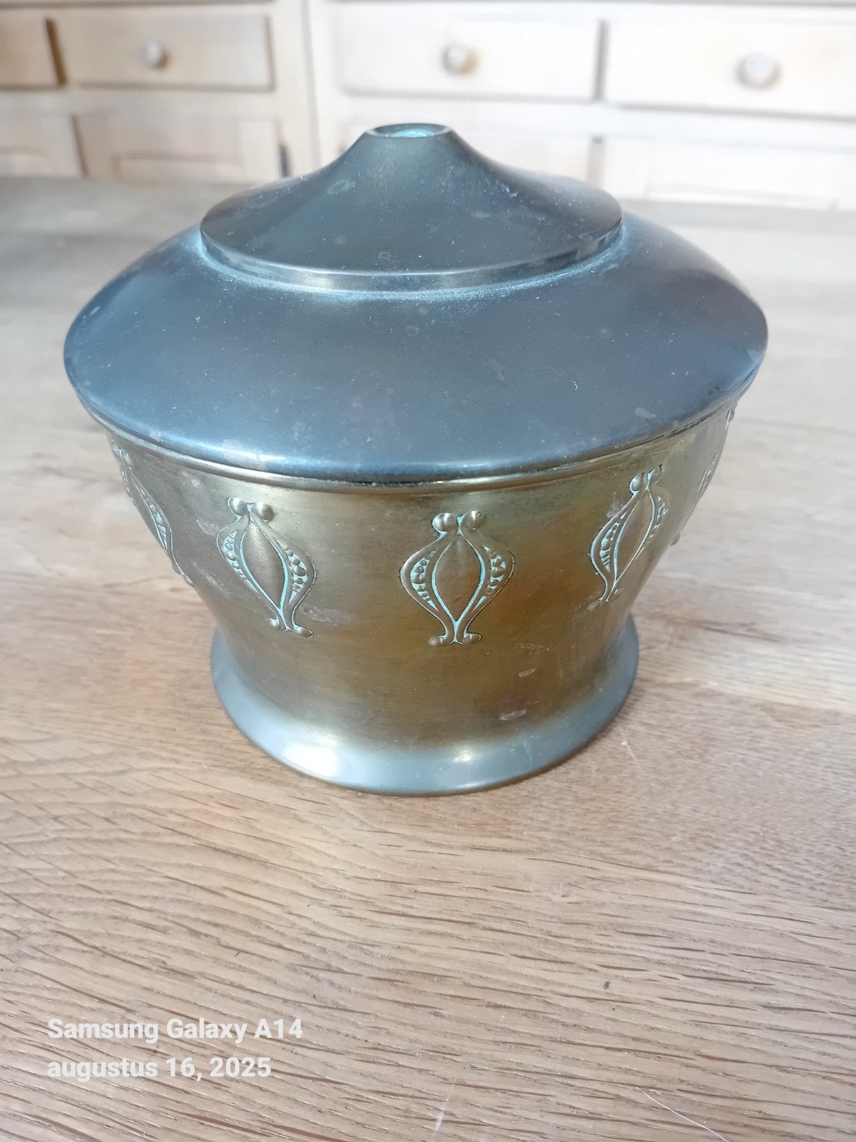 Koperen tabakspot van 9cm hoog en diameter 13.5cm, Ophalen of Verzenden