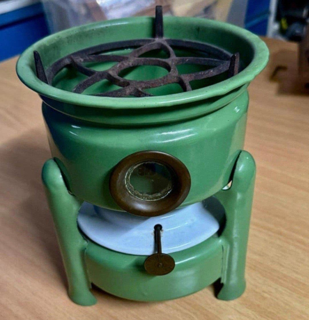 Vintage Groene Petroleum Kooktoestel - Antiek Kampeerfornuis, Antiek en Kunst, Ophalen of Verzenden