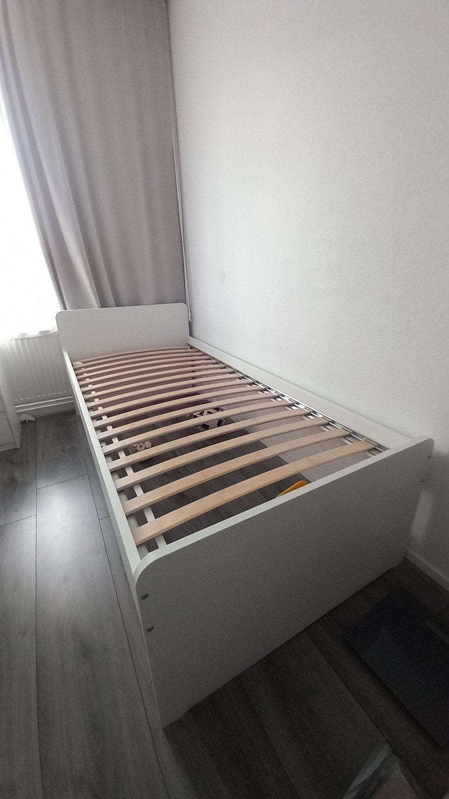 IKEA SLÄKT 2x bedden met lattenbodem, wit, 90x200 cm, Ophalen, 90 cm, Eenpersoons, Wit
