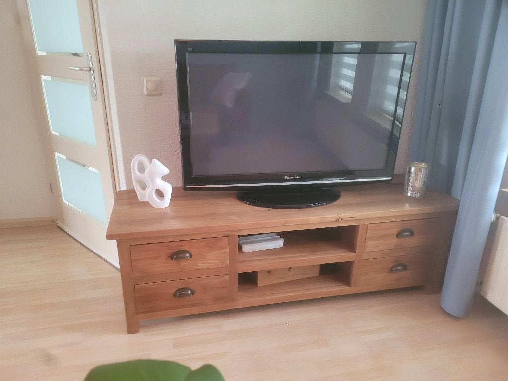 Tv meubel teak, Huis en Inrichting, Kasten | Televisiemeubels, Ophalen, Gebruikt, 150 tot 200 cm, Teakhout