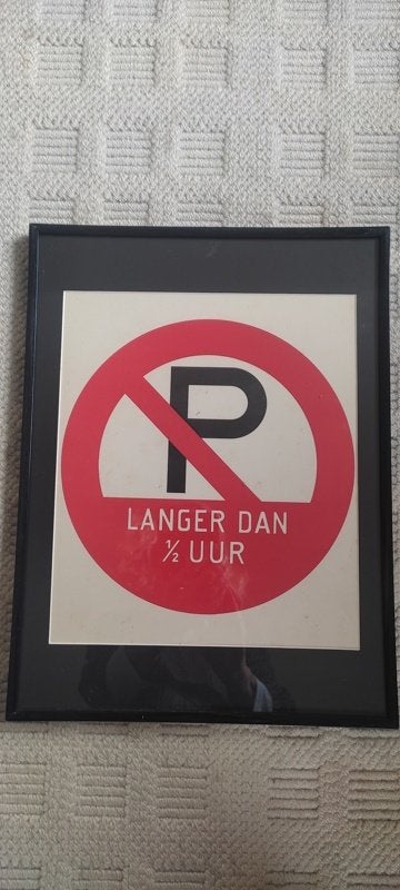 Vintage poster verkeers -les- bord., Zo goed als nieuw, A1 t/m A3, Film en Tv, Met lijst