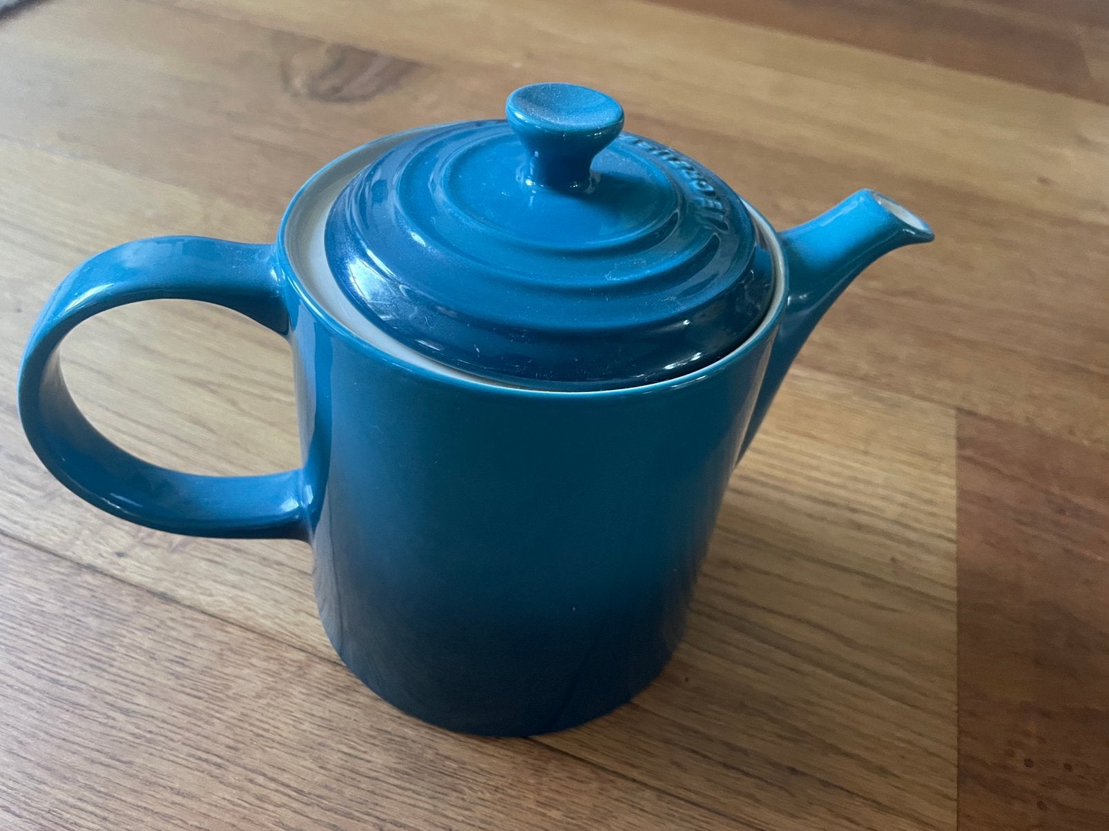 Le Creuset theepot blauw, Ophalen