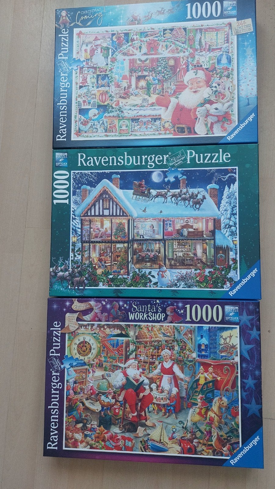 3 kerst puzzels Ravensburger., Hobby en Vrije tijd, Ophalen of Verzenden, 500 t/m 1500 stukjes, Zo goed als nieuw, Legpuzzel