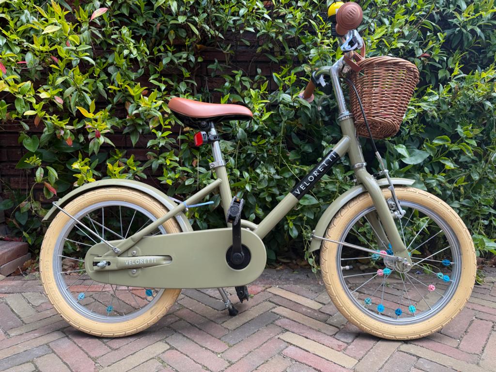 Veloretti Desert Moss 16” Kinderfiets ZGAN, Ophalen, Terugtraprem, Zijwieltjes, 16 tot 20 inch