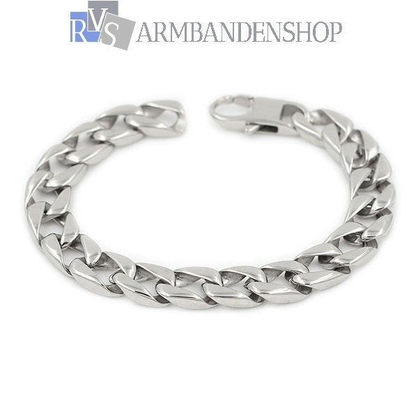 Rvs zilver staal sieraden dames heren of armband 21.5 cm, Ophalen of Verzenden, Nieuw, Zilver, Zilver