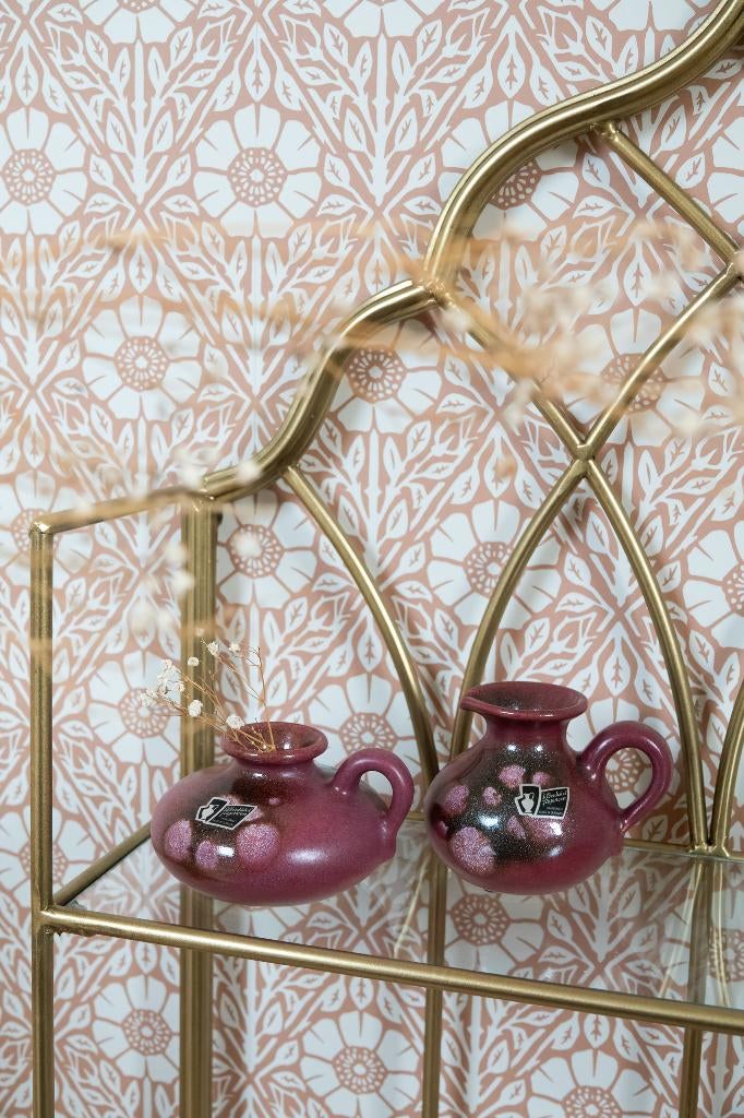 Vintage silberdistel fayencen vaasjes met glitterglazuur, Antiek en Kunst, Ophalen of Verzenden