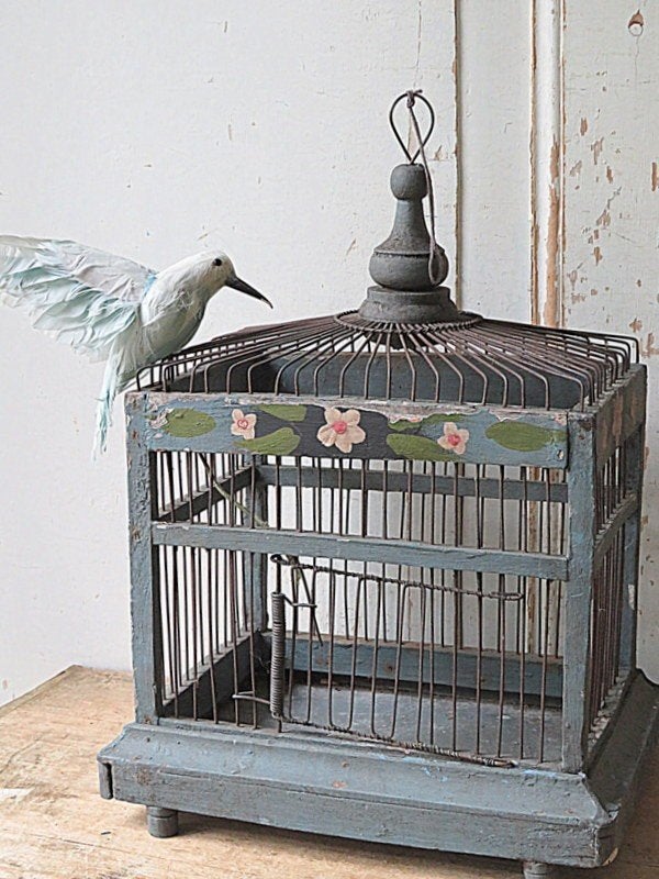 antieke kooi met vogel, Verzenden