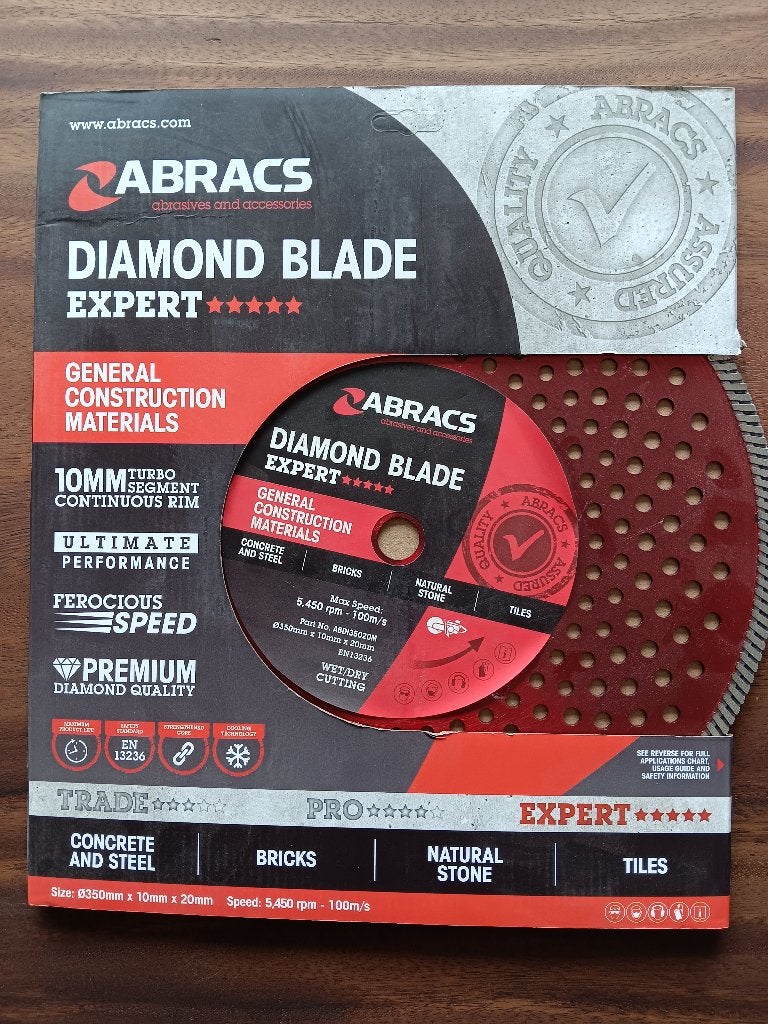 Abracs Diamantzaagblad 350mm, Doe-het-zelf en Verbouw, Gereedschap | Zaagmachines, 70 mm of meer, Nieuw, Afkortzaag, 1200 watt of meer