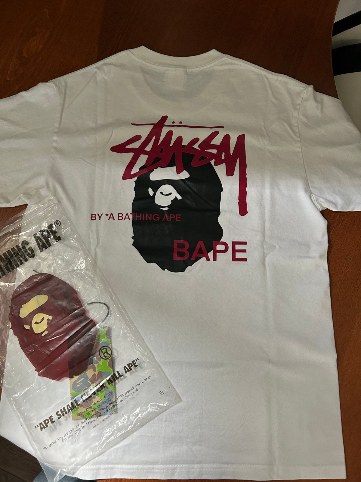 A Bathing Ape x Stussy T-shirt - Maat L, Kleding | Heren, T-shirts, Verzenden, Nieuw, Maat 52/54 (L), Wit