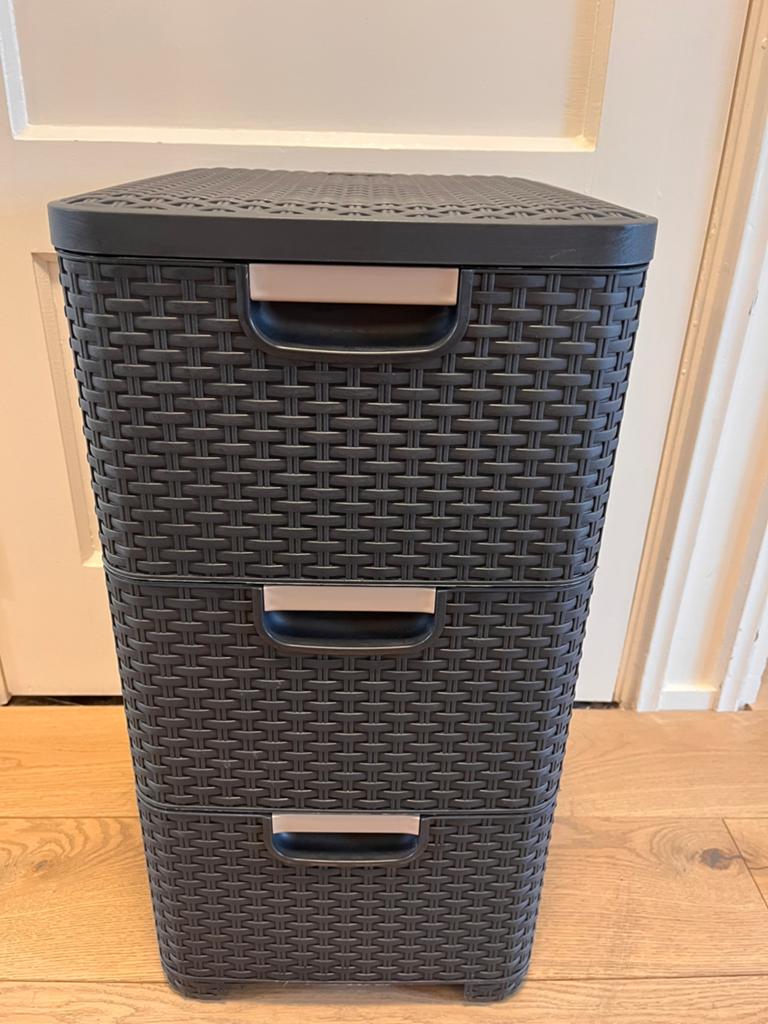 Curver ladekast rotan look (badkamer), Huis en Inrichting, Kasten | Ladekasten, Ophalen, Badkamer, Zo goed als nieuw, 3 of 4 laden
