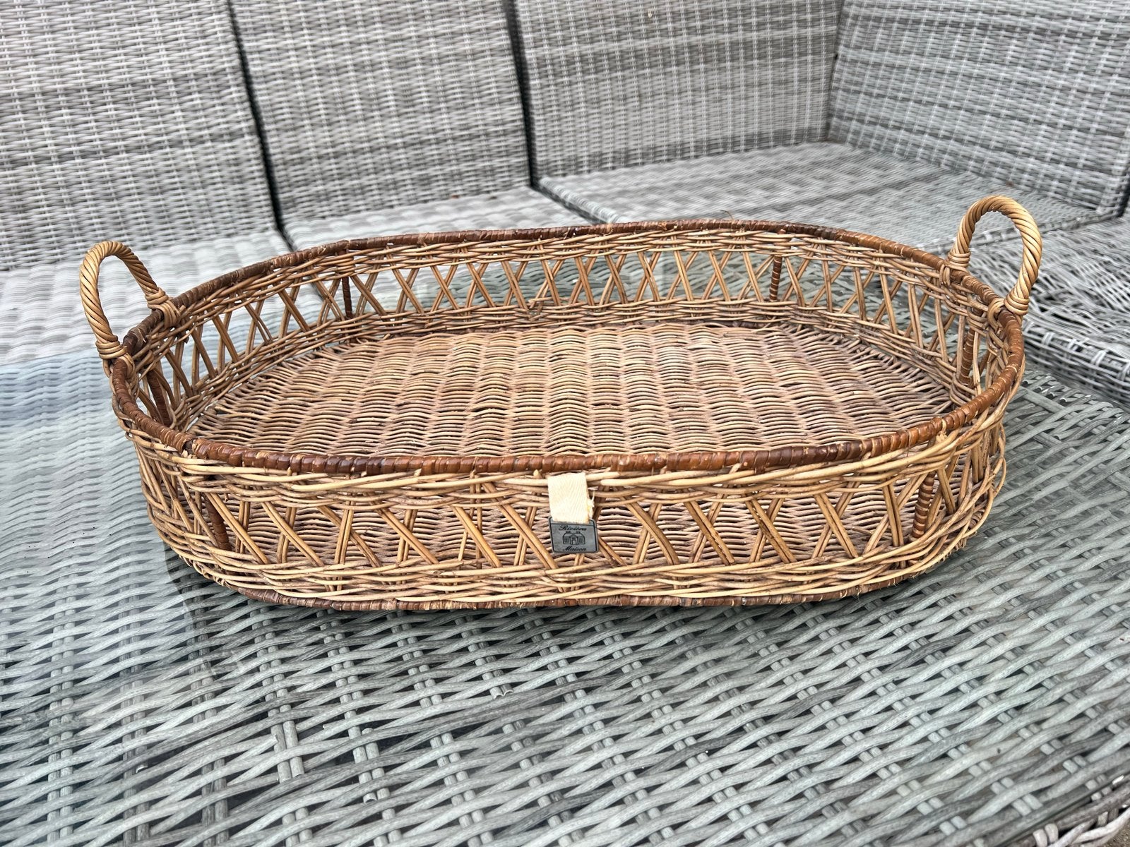Riviera maison  rieten dienblad met handvatten, Ophalen, Met handvatten, Gebruikt, Riet