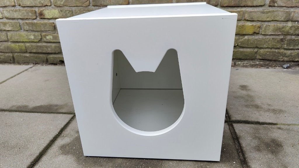 KALLAX Kattenhuis, wit, 33x33 cm, Ophalen, Minder dan 50 cm, Zo goed als nieuw, Minder dan 100 cm