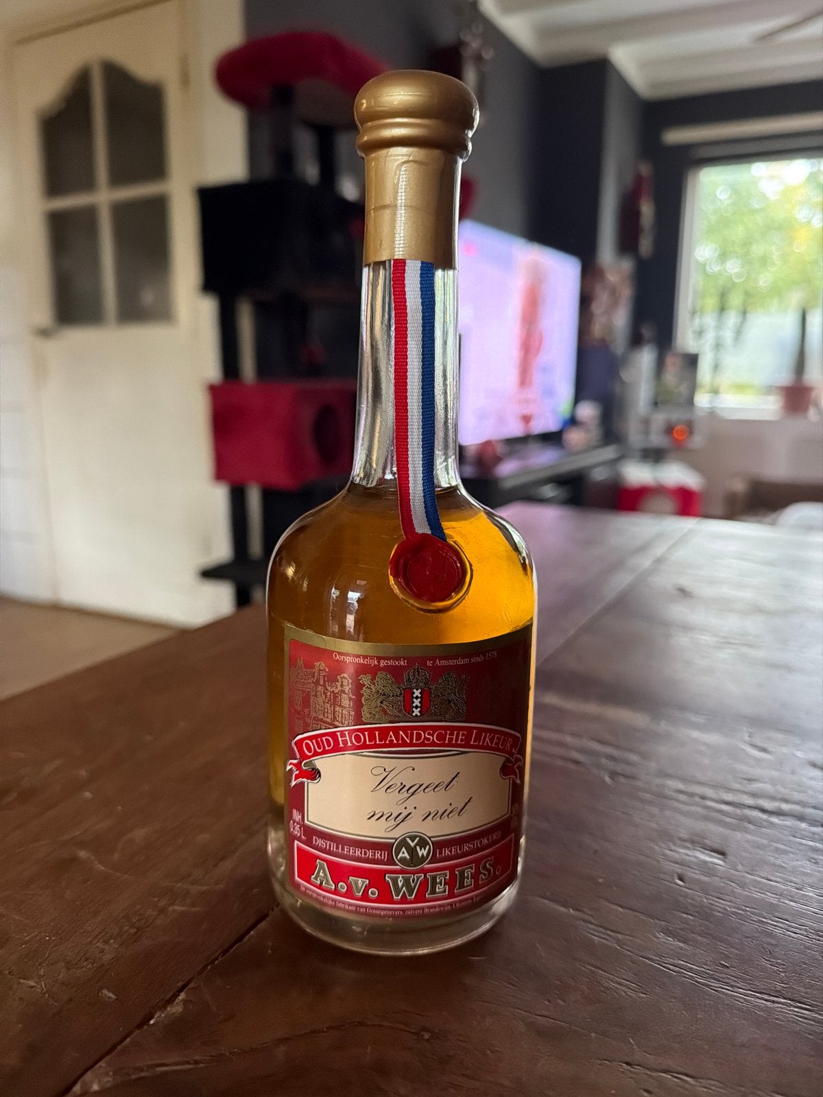 Oud Hollandsche Liqueur "Vergeet mij niet" A.v. Wees, Verzamelen, Ophalen of Verzenden, Nieuw, Overige gebieden, Overige typen