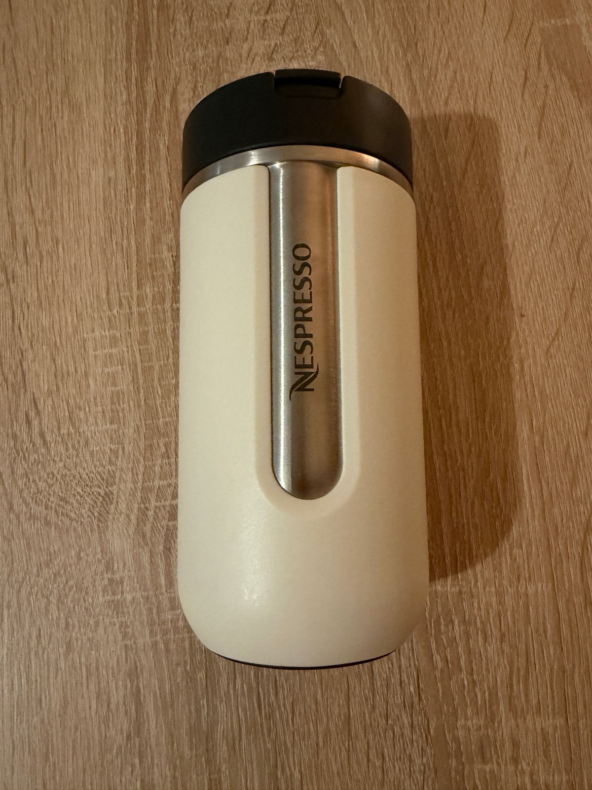 Nespresso Travel Mug - Thermos beker - Vanilla Ice, Ophalen of Verzenden, Zo goed als nieuw, Metaal, Wit