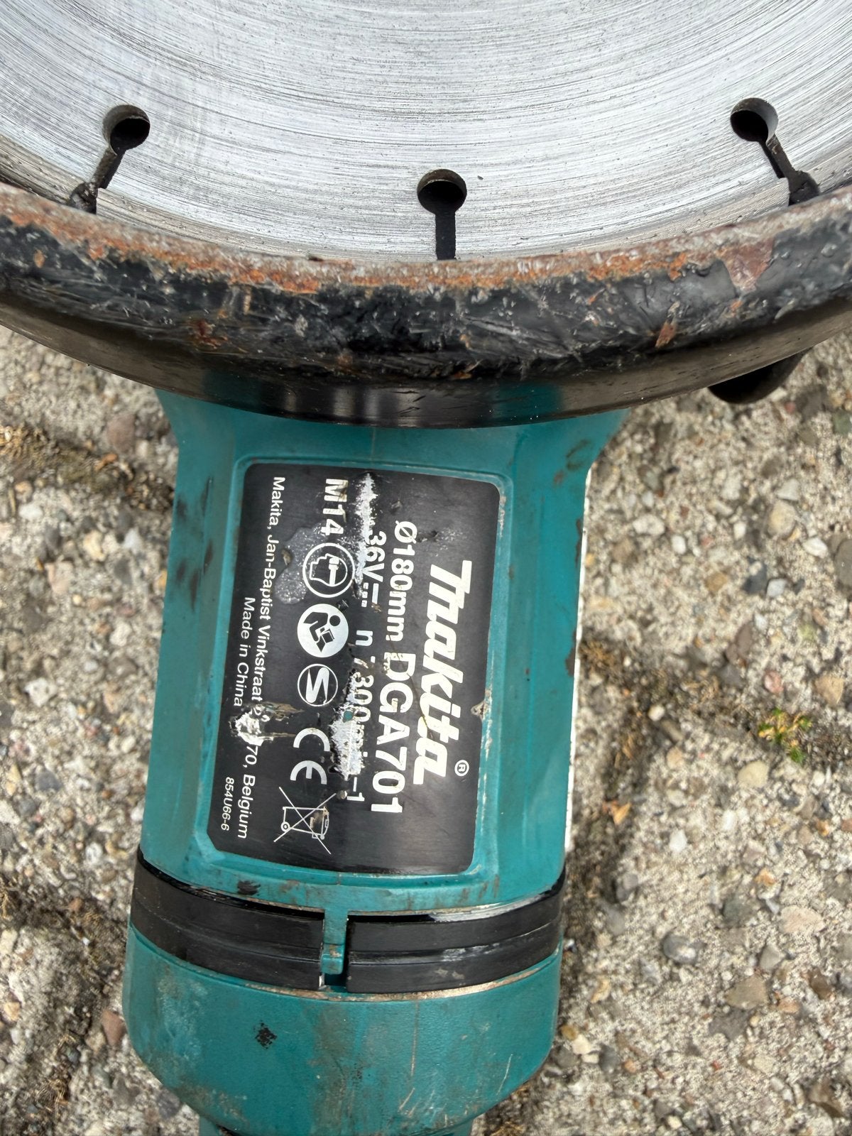 Makita DGA701 Accu Haakse Slijper 180 230 36v, Ophalen of Verzenden, Gebruikt