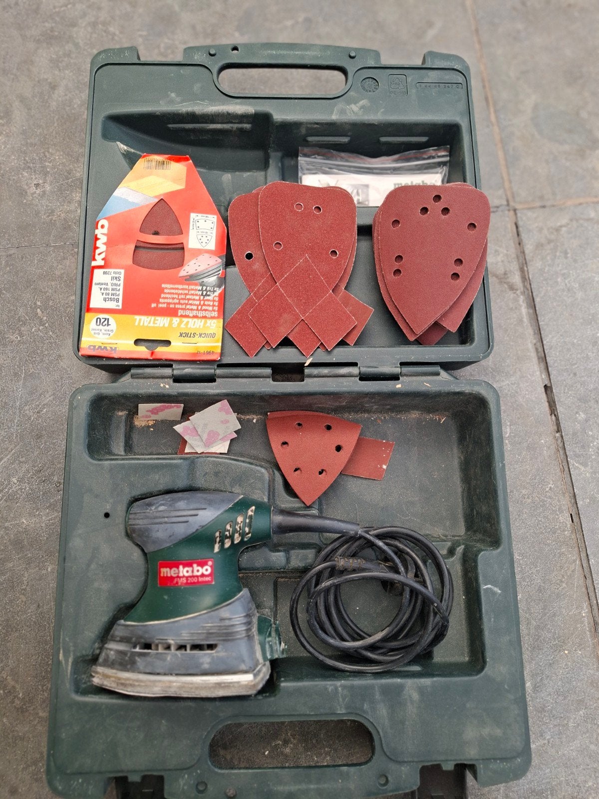 Metabo FMS 200 Intec vlakschuurmachine met accessoires, Ophalen, Gebruikt, Minder dan 600 watt, Vlakschuurmachine