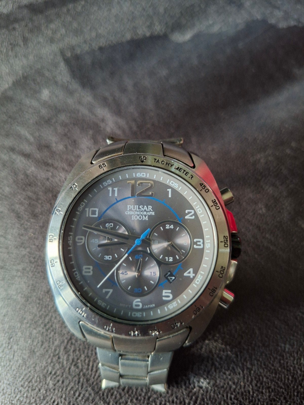 Pulsar Chronograph 100M Herenhorloge - Zo goed als nieuw, Sieraden, Tassen en Uiterlijk, Overige merken, Staal, Staal, Polshorloge