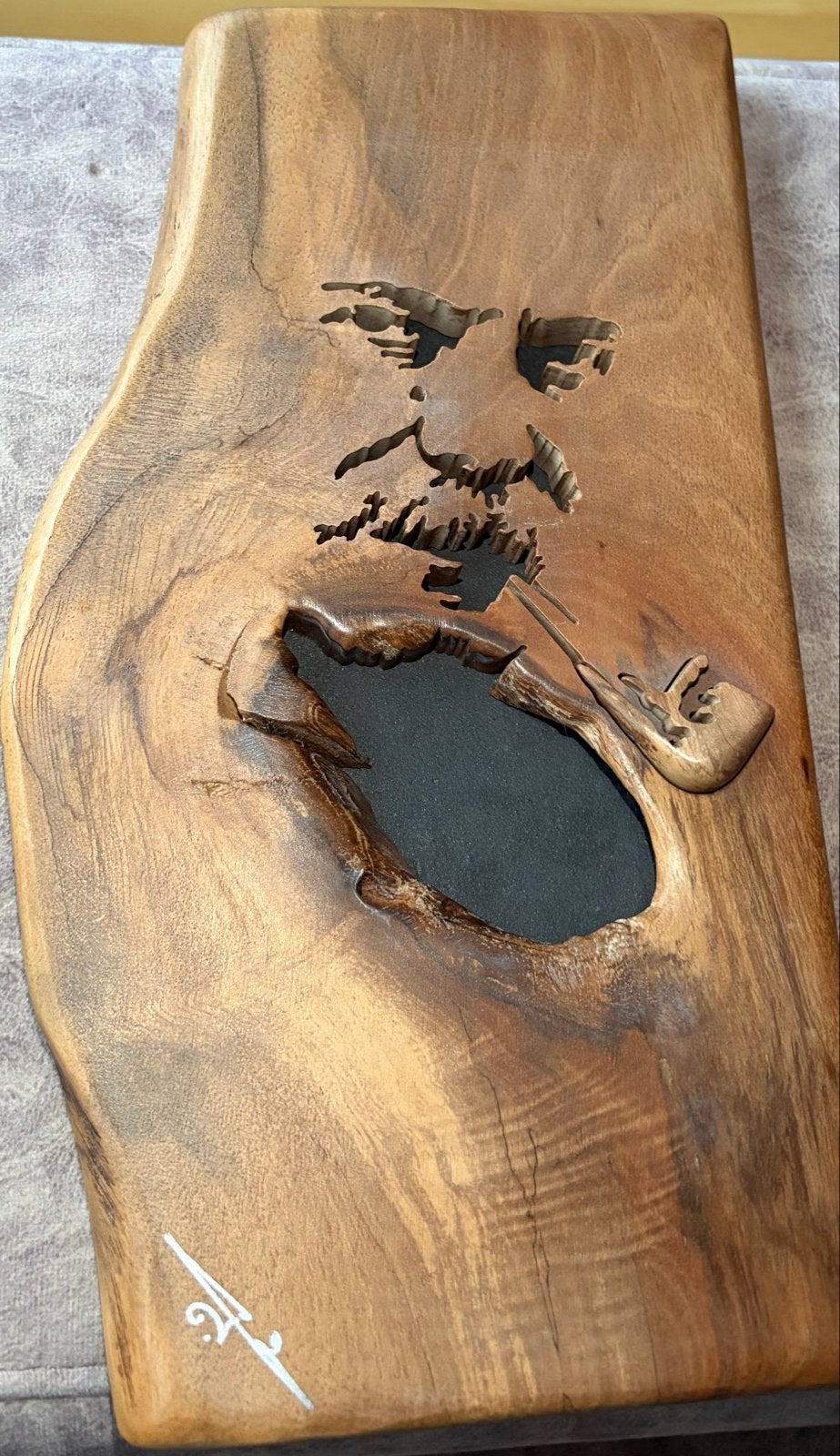 Uniek Houten Wanddecoratie: Man met Pijp, Antiek en Kunst, Kunst | Beelden en Houtsnijwerken, Ophalen, Handgemaakt, Wanddecoratie