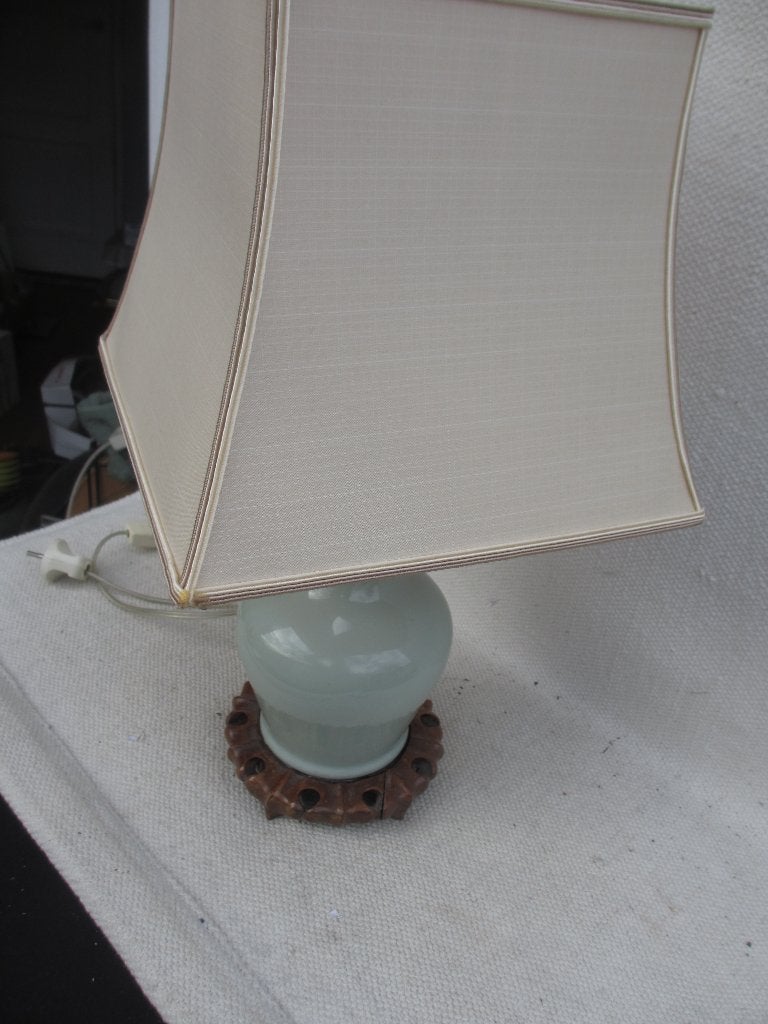 Chinese Celadon vaas-vorm tafellamp jaren 50/60, Ophalen of Verzenden, Gebruikt, Overige materialen, Minder dan 50 cm
