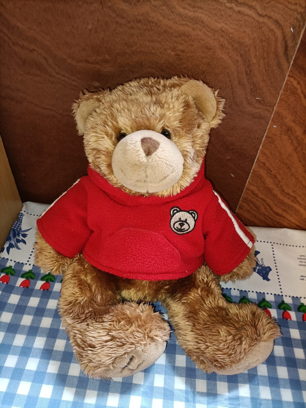 Hug me beer knuffel met rode hoodie Eddy Toys 30 cm, Ophalen of Verzenden, Zo goed als nieuw, Beer