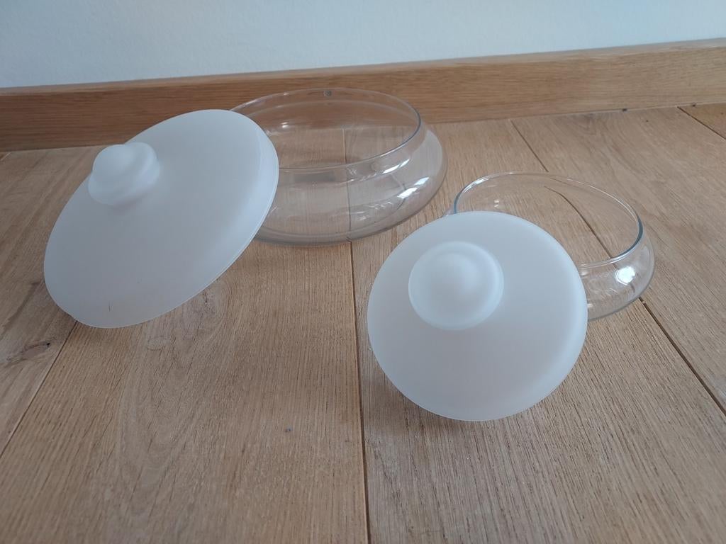 Leerdam glazen koektrommel en bonbonnière, Antiek en Kunst, Ophalen of Verzenden