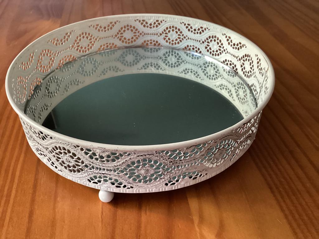Decoratie Schaaltje met Spiegel,Zie Foto’s.    ((Ophalen)), Ophalen, Zo goed als nieuw, Rond, Overige materialen