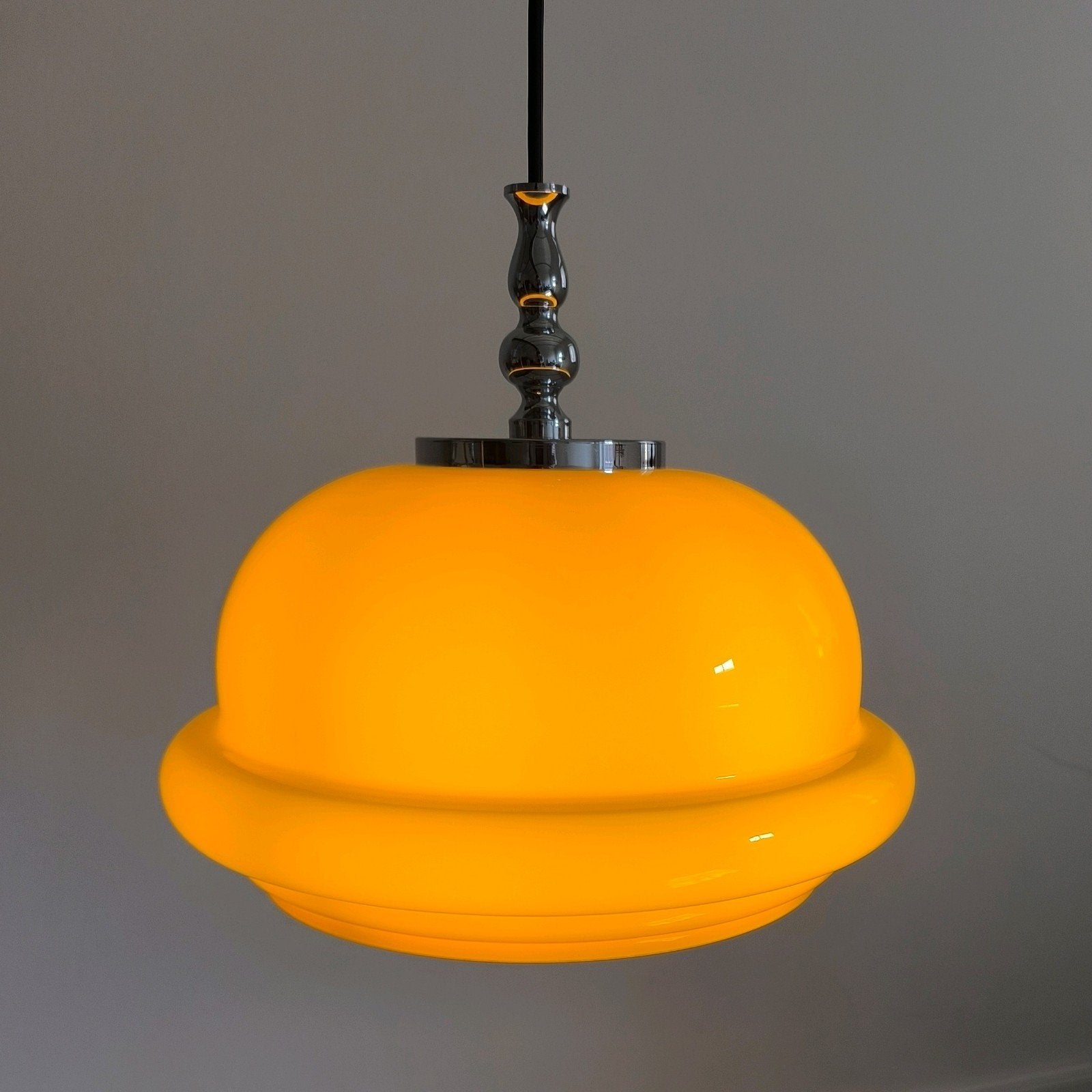 Opaalglas hanglamp Space Age jaren 70, lamp Hustadt, E27 (groot), Ophalen, Space Age, Glas