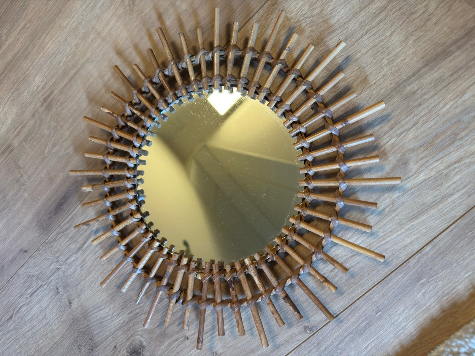 Rotan spiegel - 30 cm diameter, Huis en Inrichting, Minder dan 50 cm, Gebruikt, Rond, Ophalen of Verzenden