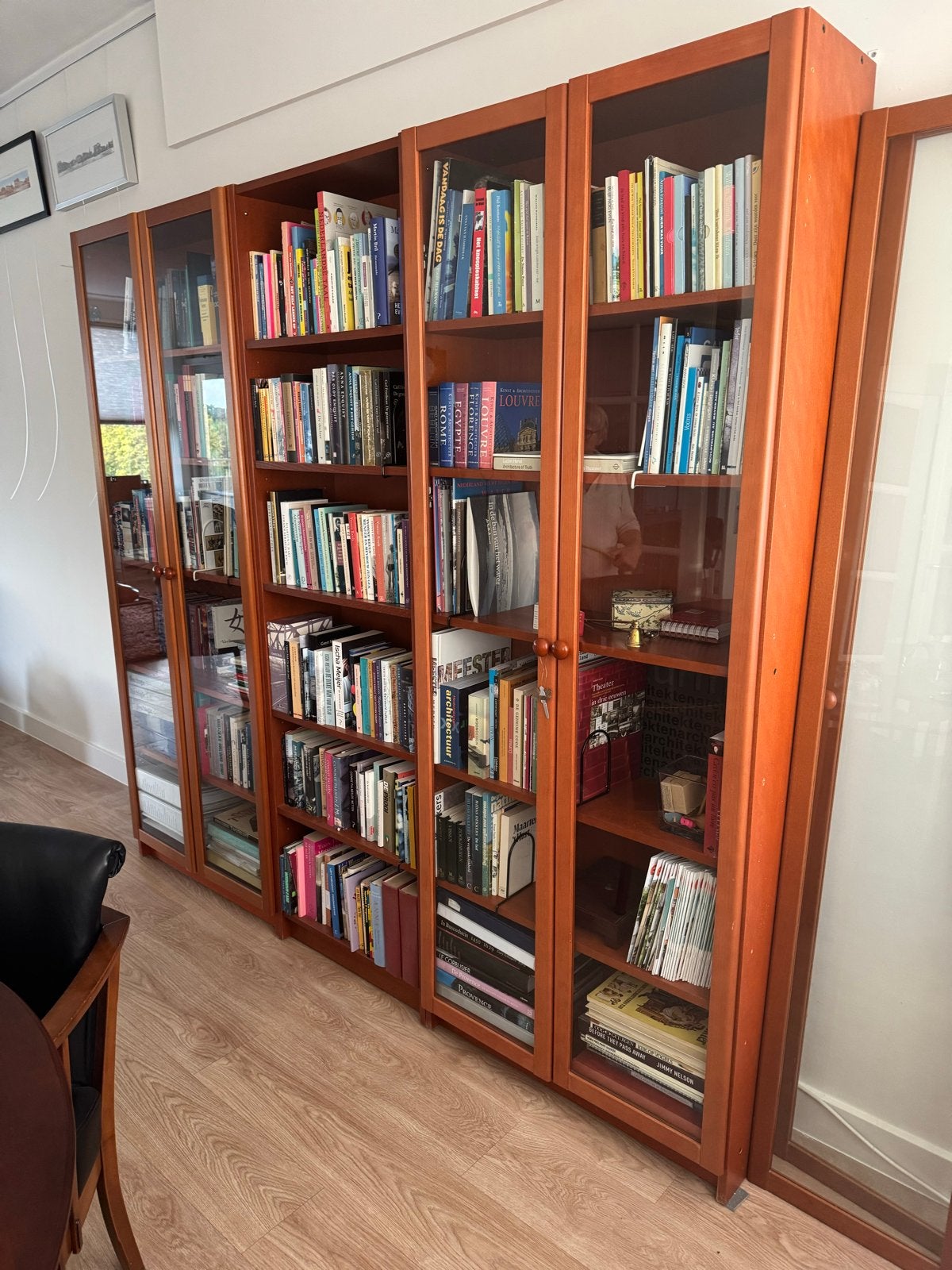 Billy Houten boekenkast met glazen deuren, Ophalen, Gebruikt, 200 cm of meer, 25 tot 50 cm