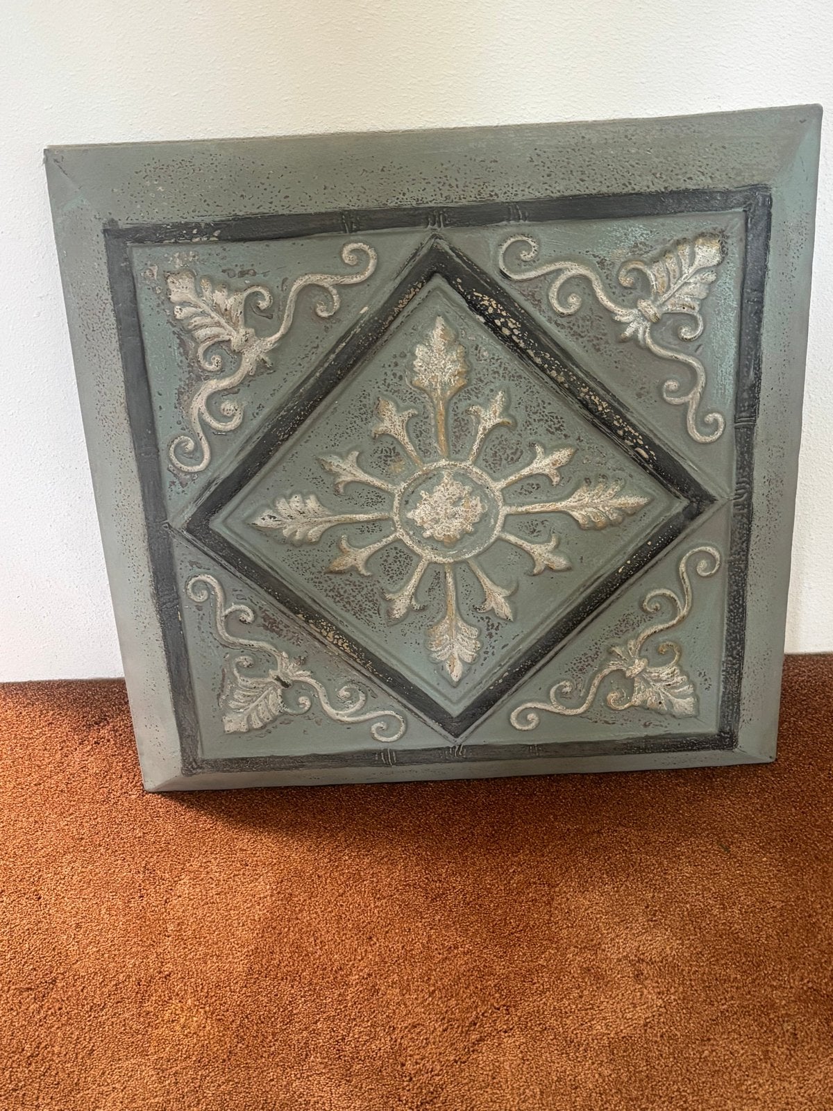 PTMD Pastelgroen Metalen Wandpaneel 64x64 cm 3D-effect, Ophalen, Metaal, Groen, Gebruikt