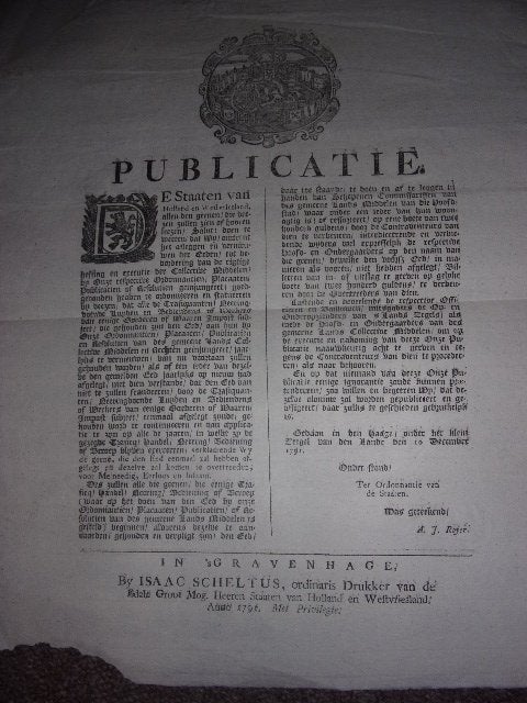 Publicatie 1791 Plano Op het afleggen van de Eed