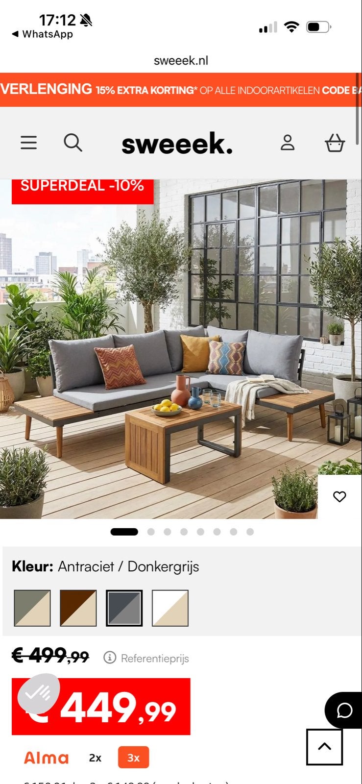 Modulaire Loungeset - Antraciet/Donkergrijs, Tuin en Terras, Ophalen, 4 zitplaatsen, Zo goed als nieuw, Loungeset