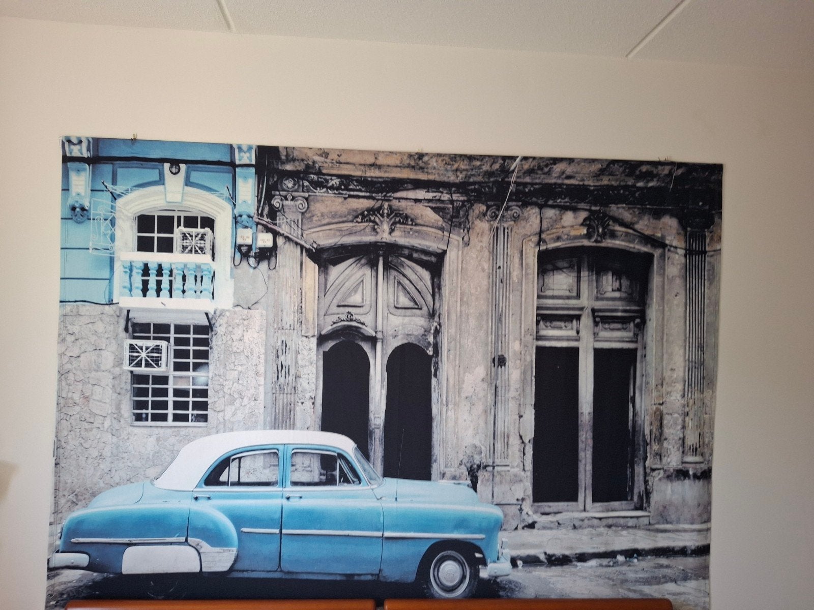 Wanddecoratie: Klassieke auto in Cuba, Ophalen of Verzenden, Zo goed als nieuw, 125 cm of meer, Print