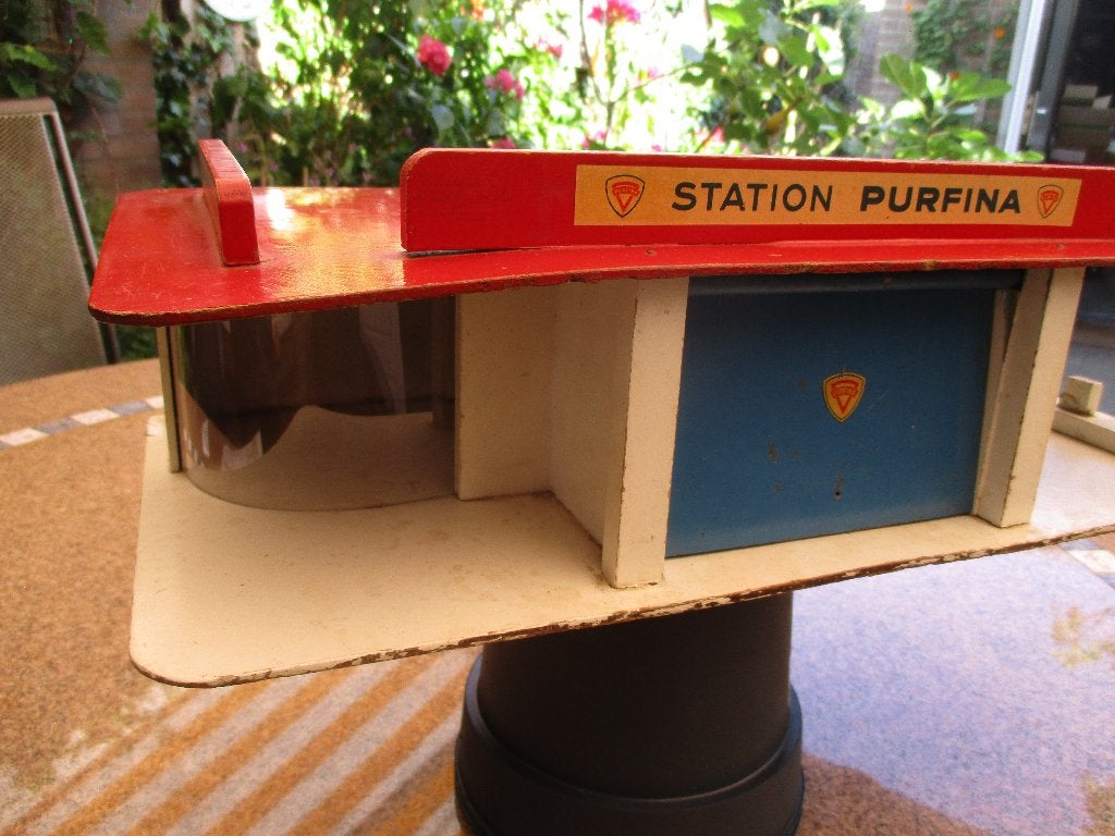 Antieke Franse vintage Speelgoed garage Purfina tankstation, Verzenden, Gebruikt