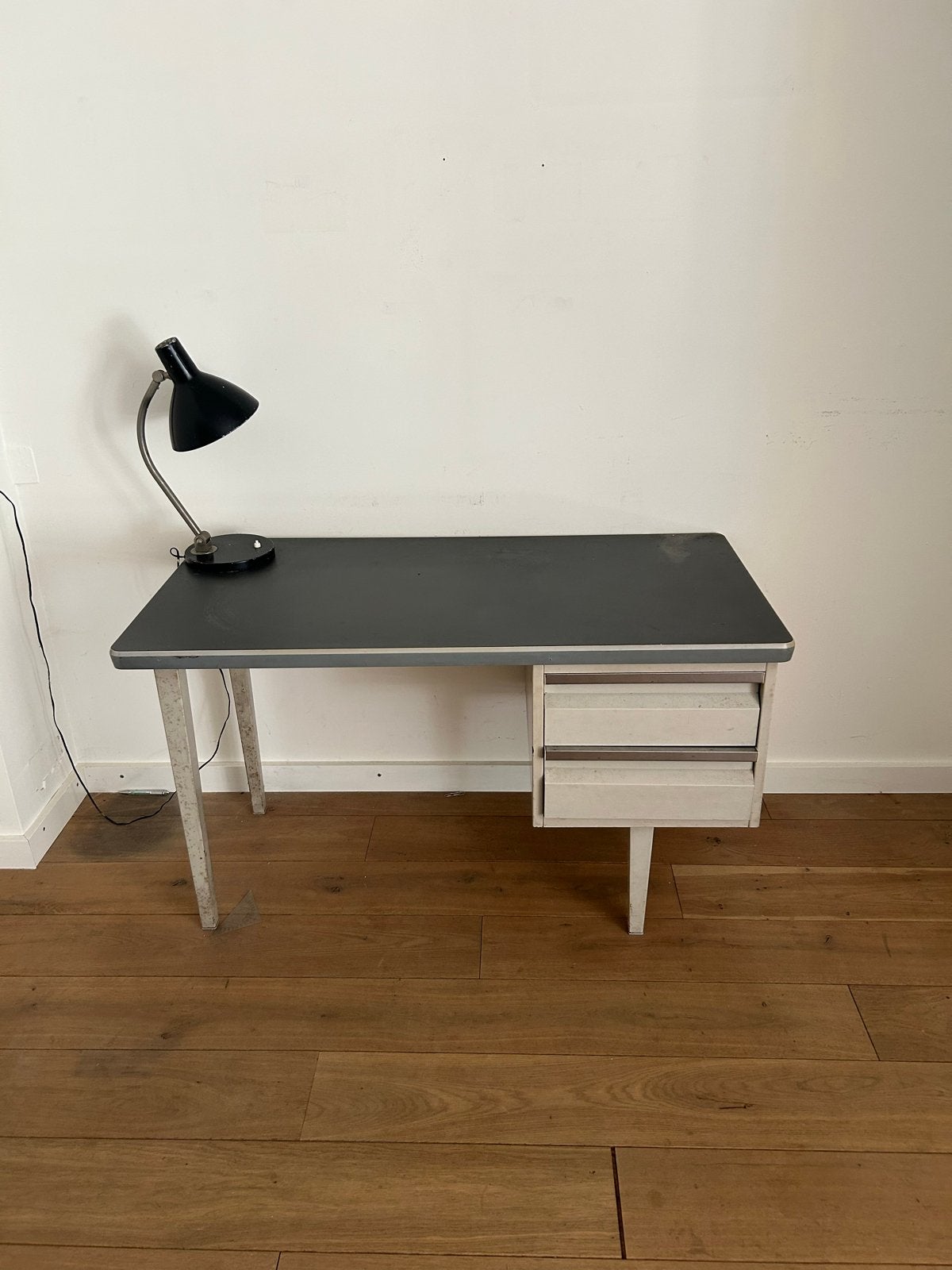 Vintage bureau met lades - Grijs/Wit, Ophalen, Overige typen, Gebruikt, Vintage
