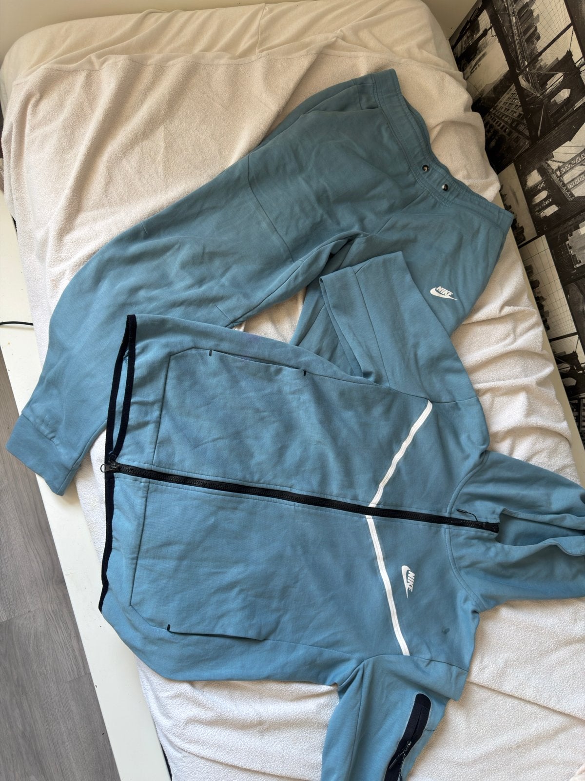 Nike Tech Fleece Trainingspak - Lichtblauw, Maat 52/54 (L), Blauw, Ophalen of Verzenden, Zo goed als nieuw