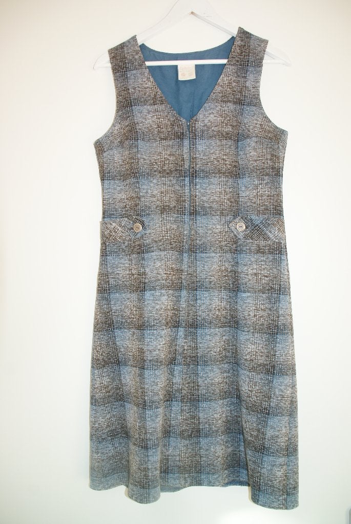 Te koop Jurk, overgooier St. Michael, 42 blauw grijs vintage, Blauw, St. Michael, Maat 42/44 (L), Ophalen of Verzenden