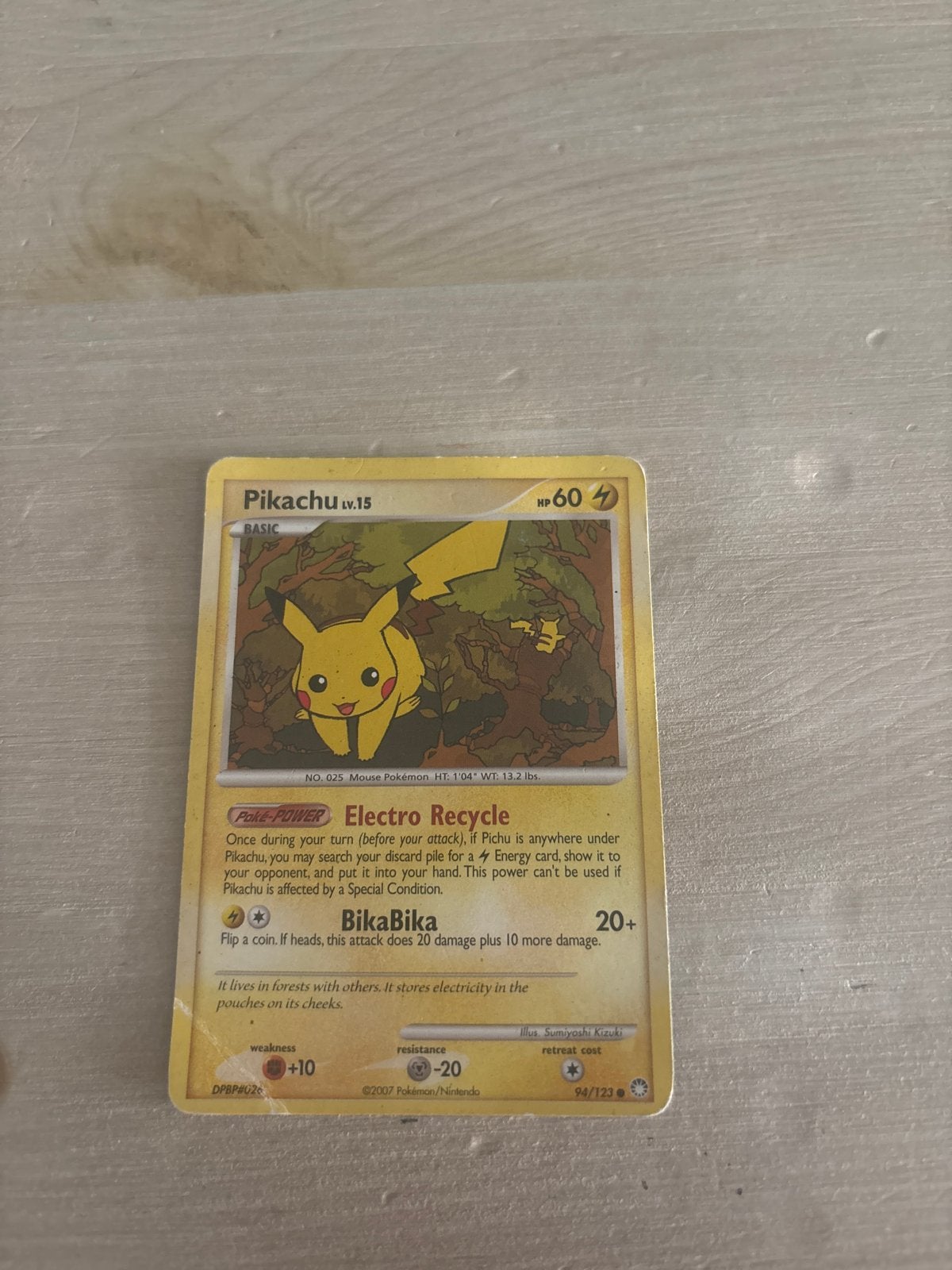 Pikachu LV.15 Pokémon Kaart - Basic 60 HP, Hobby en Vrije tijd, Verzamelkaartspellen | Pokémon, Ophalen of Verzenden, Gebruikt