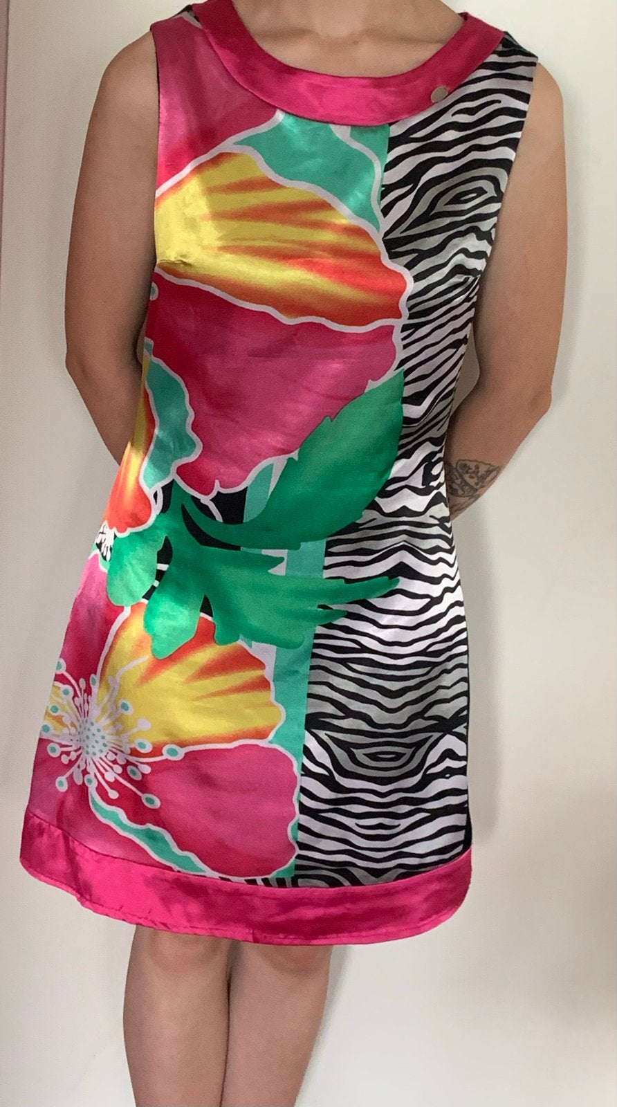 Rinascimento jurk met bloemen- en zebraprint, Kleding | Dames, Meerkleurig, Ophalen of Verzenden, Zo goed als nieuw, Maat 36 (S)