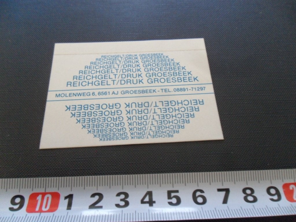 sticker REICHGELT Druk Groesbeek  Molenweg 6, Ophalen, Zo goed als nieuw