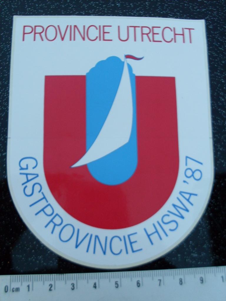sticker provincie utrecht gastprovincie hiswa 1987 logo, Verzamelen, Verzenden, Zo goed als nieuw, Overige typen