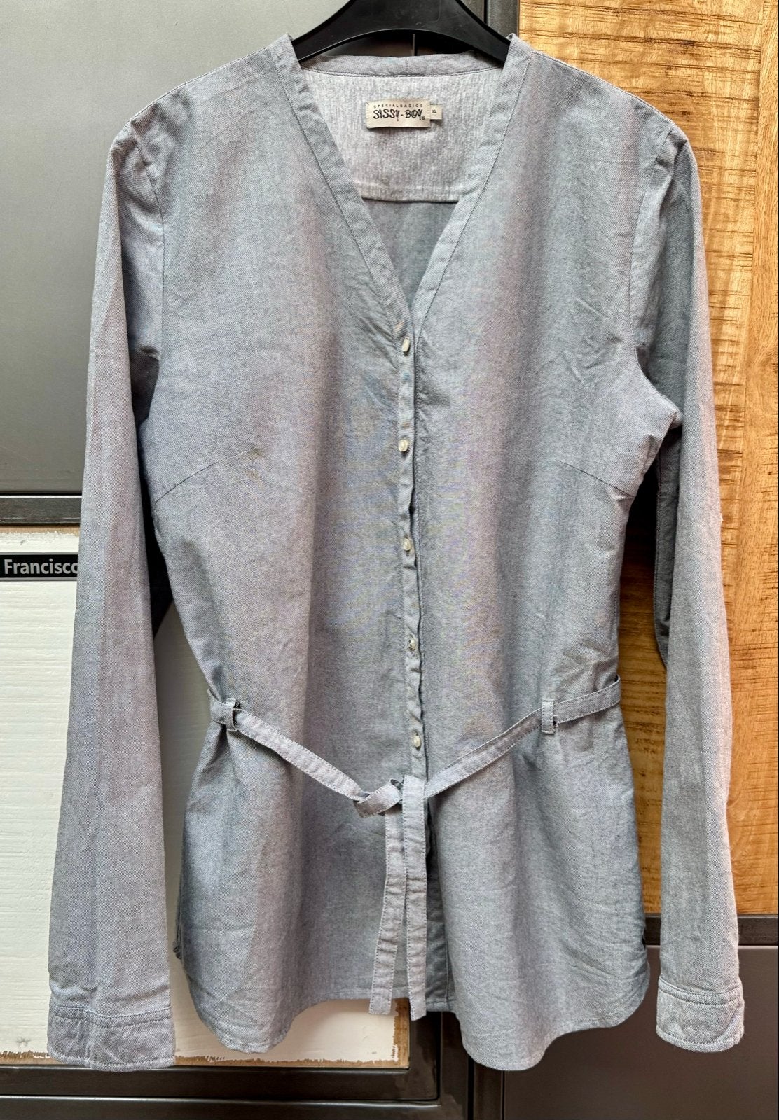 Sissy-Boy blouse (XL) met lange mouwen en strikceintuur, Kleding | Dames, Blauw, Maat 46/48 (XL) of groter, Ophalen of Verzenden