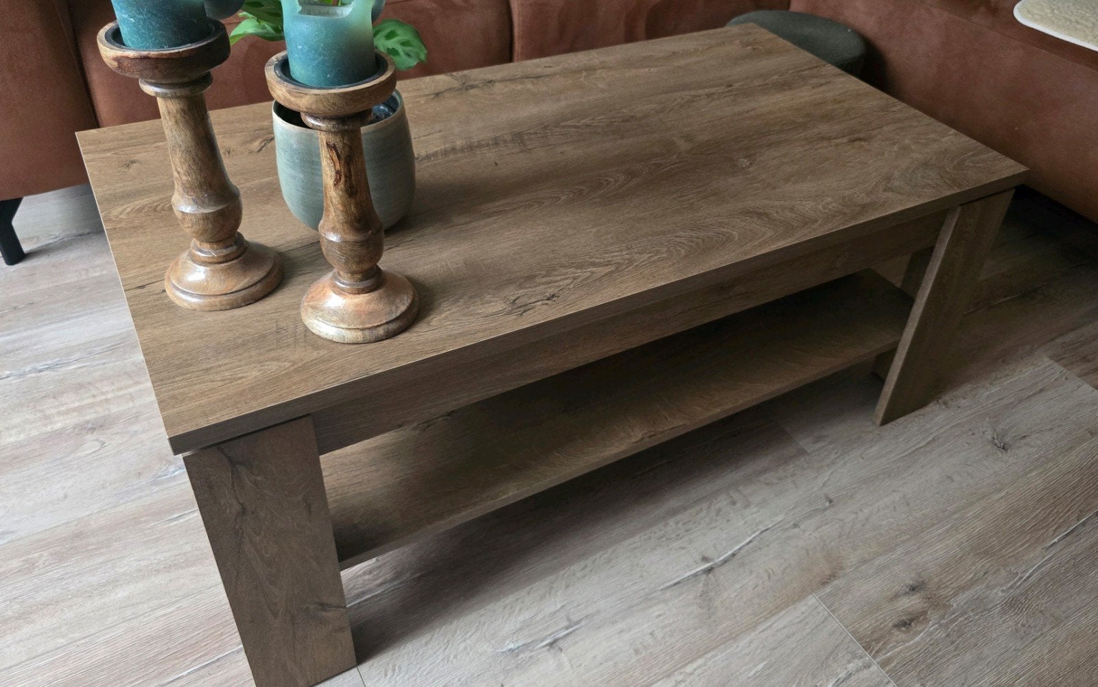Vedde salontafel - Wild donker eiken met schap, Ophalen, 100 tot 150 cm, 50 tot 100 cm, Zo goed als nieuw
