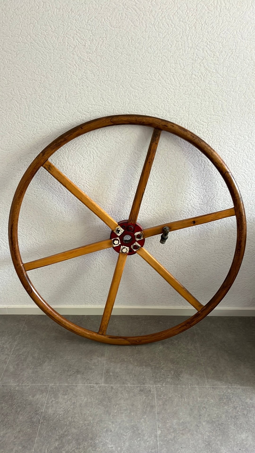 oud houten scheepsstuurwiel (stuurrad) decoratie, Watersport en Boten, Bootonderdelen, Ophalen, Zo goed als nieuw