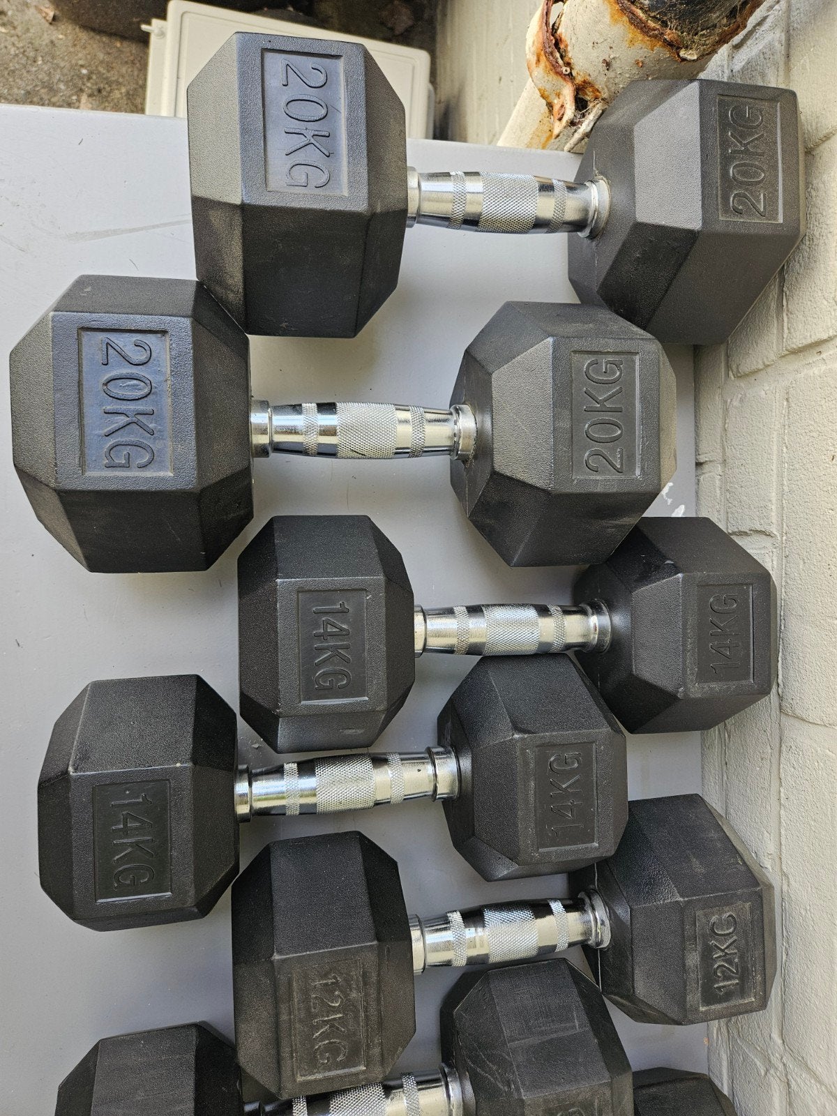 Complete Fitness Set: Dumbbells, Kettlebells & Fitnessbank, Ophalen, Gebruikt