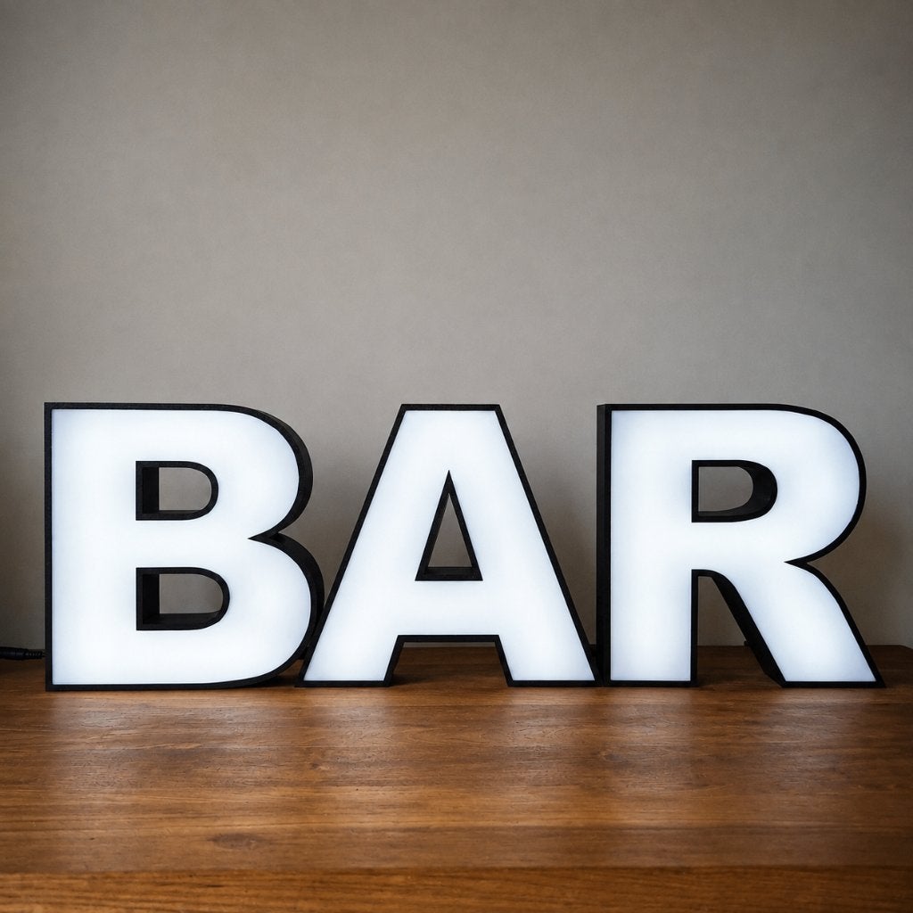 BAR doosletters met LED verlichting, 80cm breed, Verzenden, Zo goed als nieuw, Reclamebord