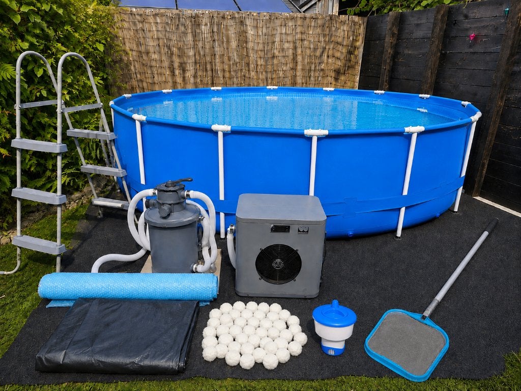Complete zwembadset 366cm W’eau 4kW warmtepomp + zandfilter, Tuin en Terras, Zwembaden, Rond, 300 cm of meer, Zo goed als nieuw