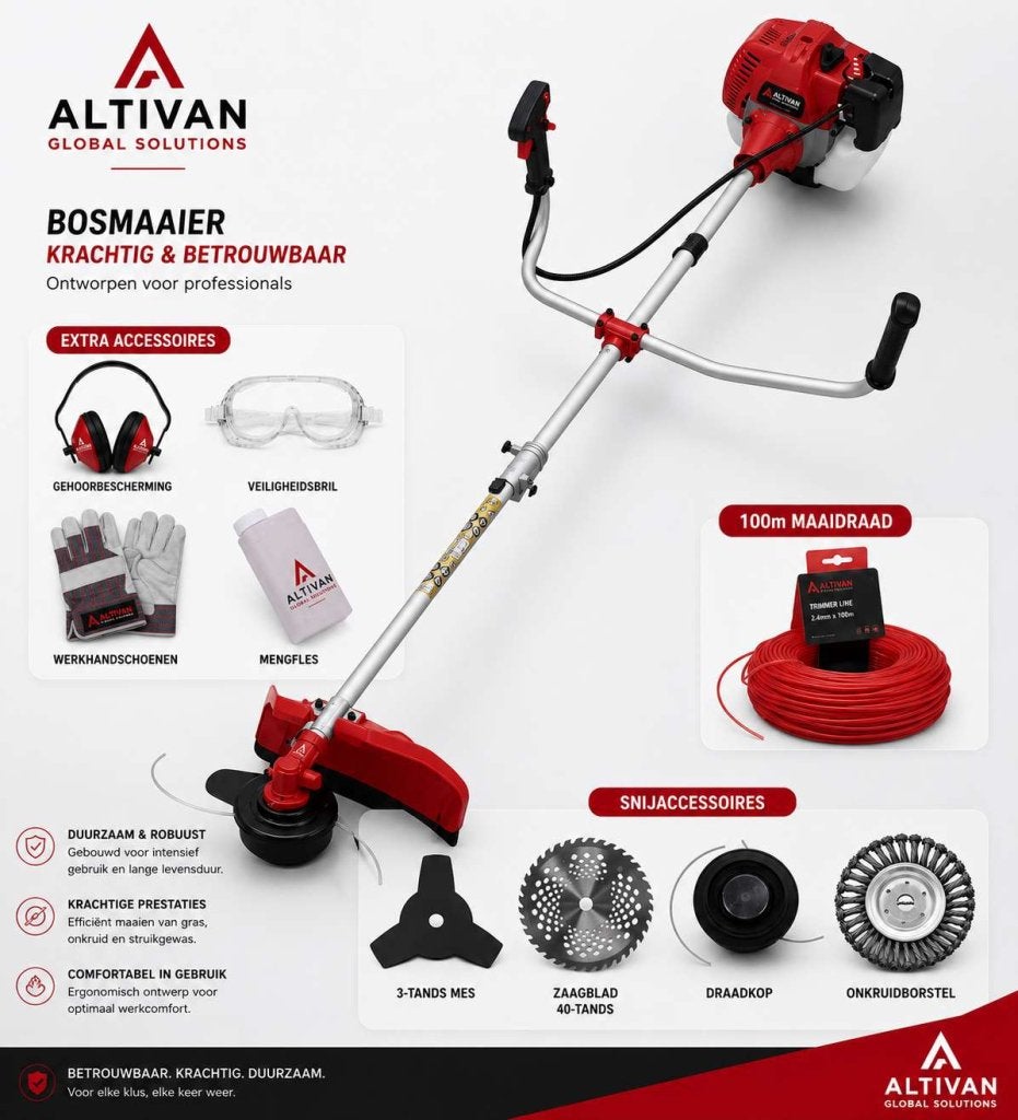 Kantenmaaier 4-in-1 – Bosmaaier Benzine incl accesoiresset, Niet ingevuld, Niet ingevuld, Niet ingevuld