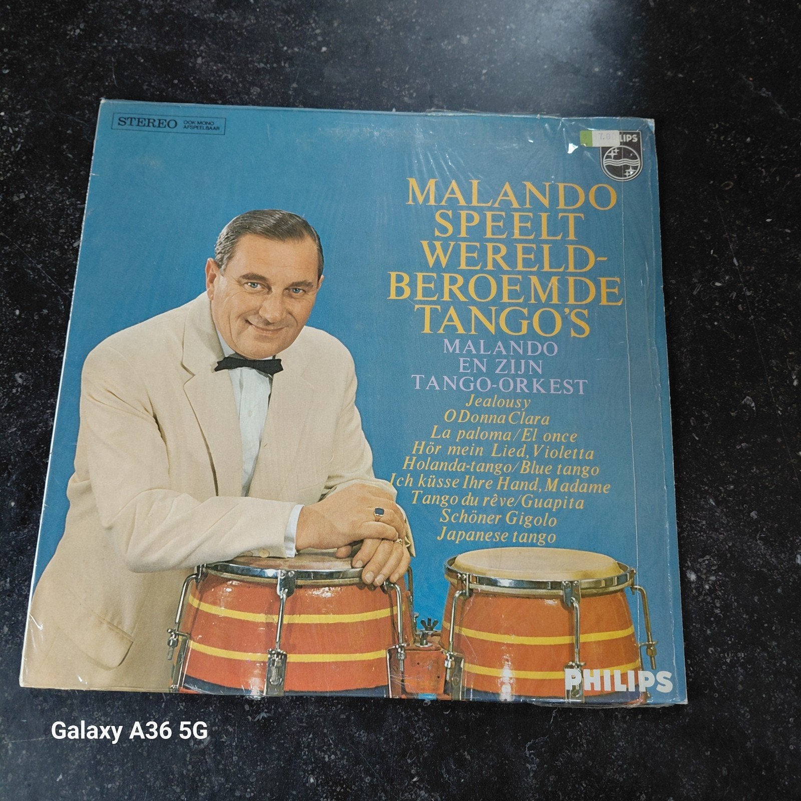 Malando Speelt Wereldberoemde Tango's LP - Philips, Cd's en Dvd's, LP, Gebruikt, Overige genres, Ophalen of Verzenden